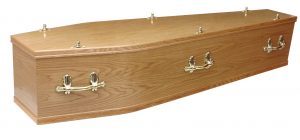 Oak veneer coffin